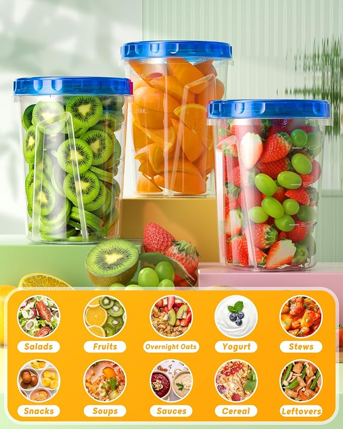 BiuLeon 12 Pack-34 oz Freezer Storage Containers, Plastic Food Storage - Image 7