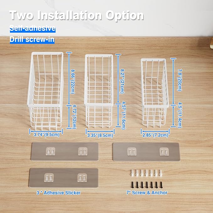 MUSTORN 3 Pack Adhesive Cabinet Door Organizer, Lid Organizers Inside Cabinet - Image 6