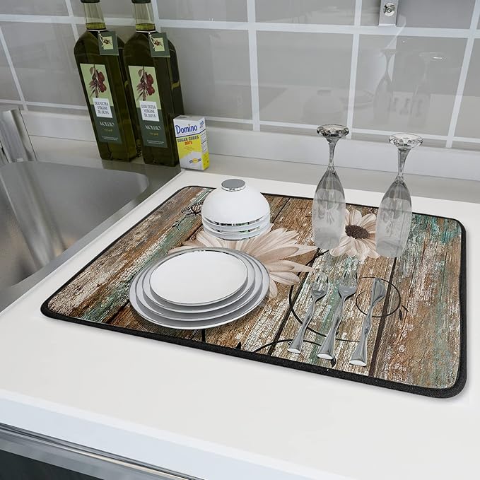 Giwawa Rustic Daisy Board Dish Drying Mat - Image 6