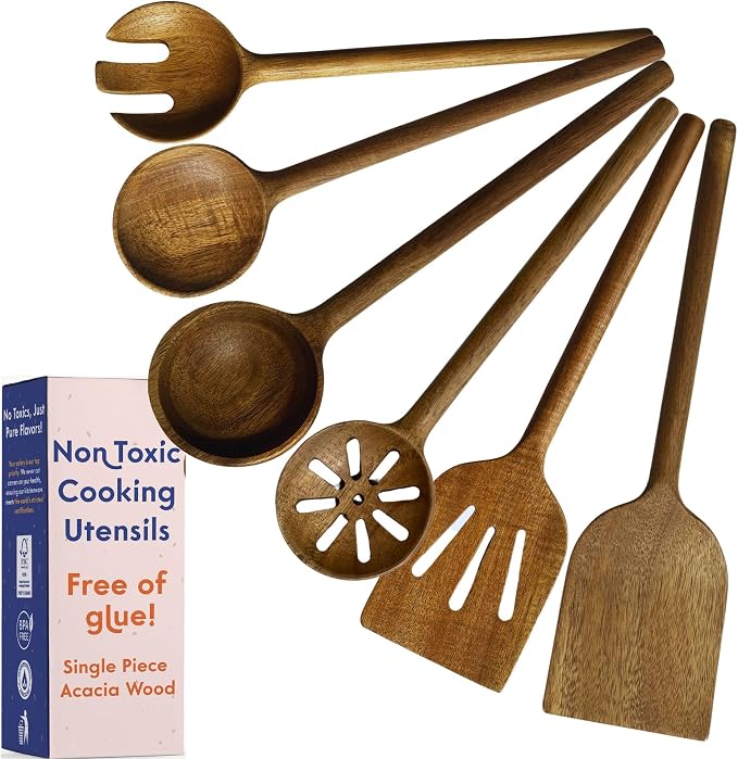 Non-Toxic Cooking Utensils – 6-Piece Kitchen Utensils Set, Glue-Free & by Ziruma