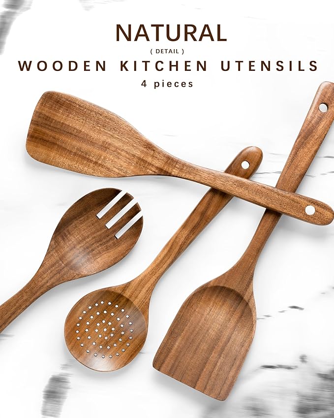 Wooden Spoons for Cooking, Nonstick Cooking Utensil Set - Image 6