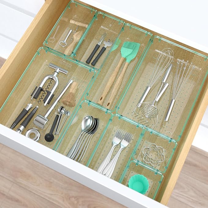 StorMiracle 23 PCS Clear Plastic Drawer Organizers Set, 4 Size Desk Drawer - Image 6