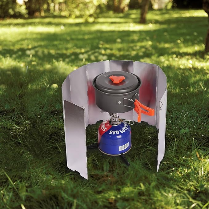 REDCAMP 2pcs Folding Outdoor Stove Windscreen, 10 Plates Aluminum Camping Stove - Image 2