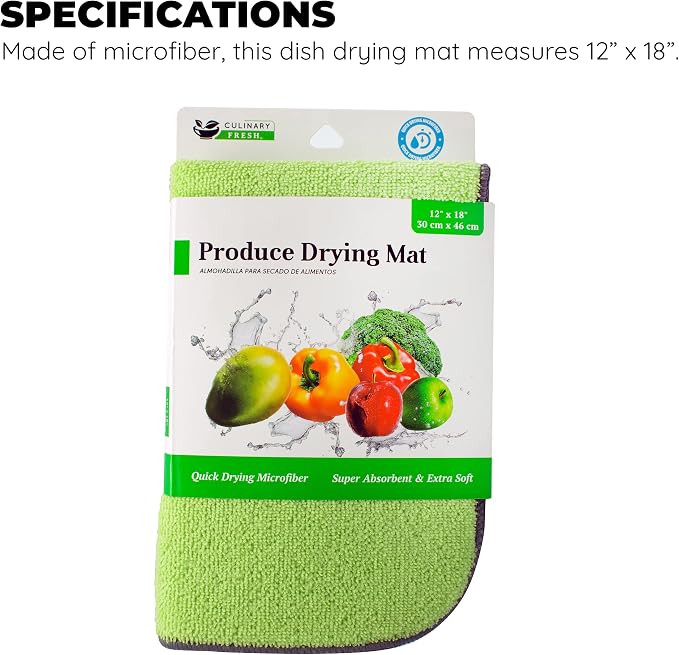 Jacent Microfiber Produce Drying Mat, 12 x 18 inch - Image 6