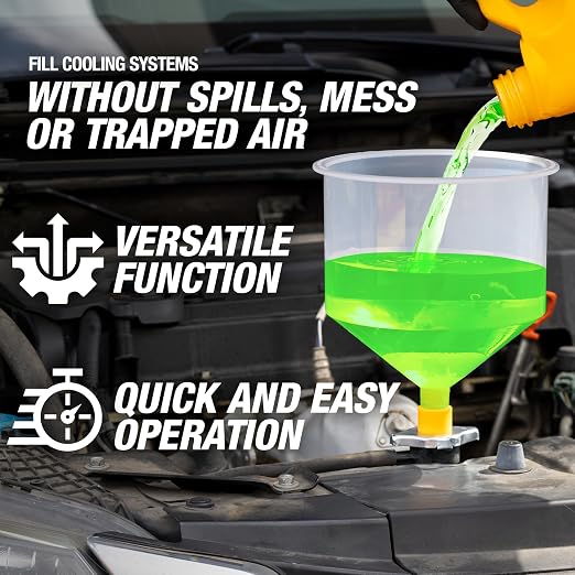OEMTOOLS No-Spill Coolant Funnel Kit, 15 Piece Fluid and Oil Funnel Set - Image 2