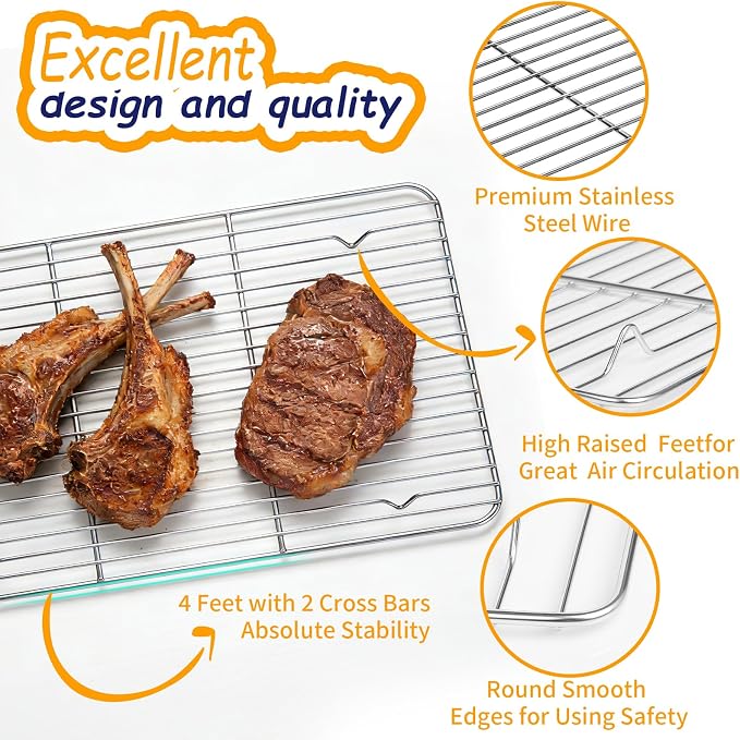 Baking Sheet Pan Set of 8, CEKEE Stainless Steel Cookie Sheets - Image 5