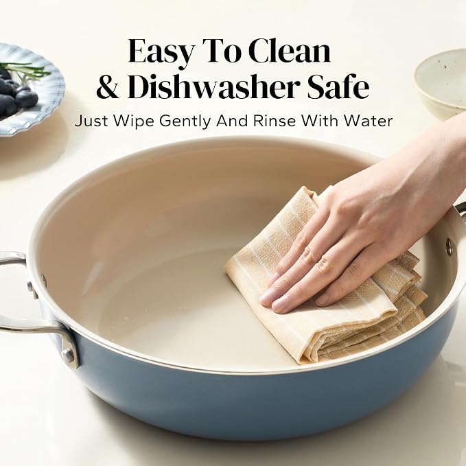 Redchef Ceramic Saute Pan with Lid, Nonstick Deep Frying Pan, 5QT Jumbo Cooker - Image 7