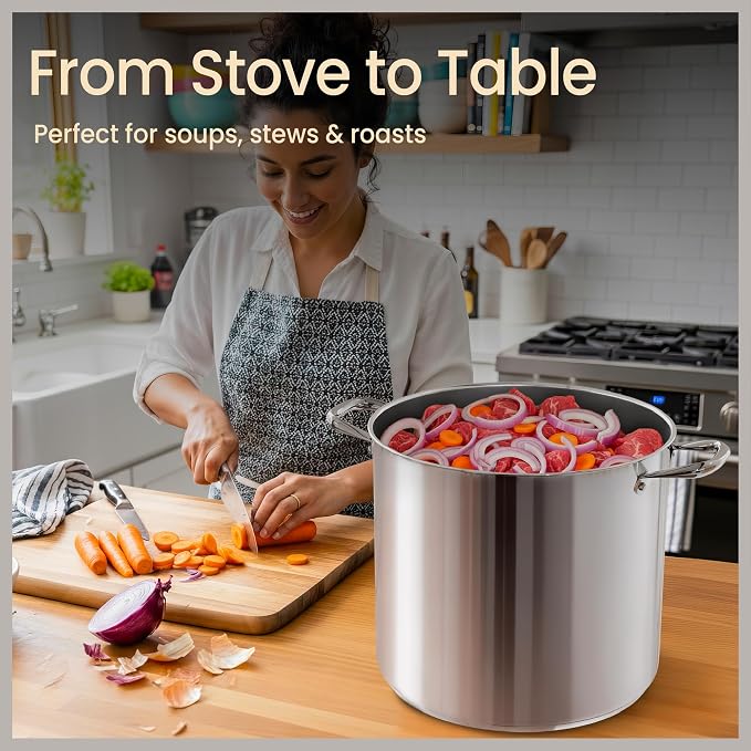 Stainless Steel Stockpot with Tempered Glass Lid 19 Quart, Durable 18/0 - Image 5
