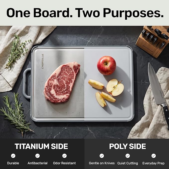 Chopzilla XL Titanium Cutting Board, Food Safe Double Sided PP and Titanium - Image 3