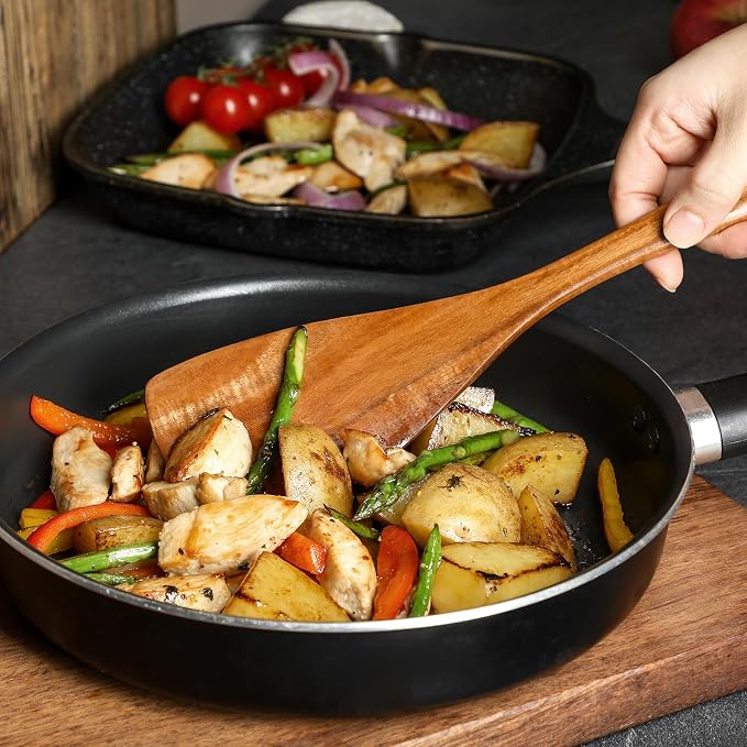 Wooden Spoons for Cooking, Natural Healthy Spatula Set for Pots and Pans - Image 5
