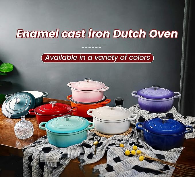 EDGING CASTING Enameled Cast Iron Dutch Oven, 5.5 Quart, Round Cast Dutch Ovens - Image 6