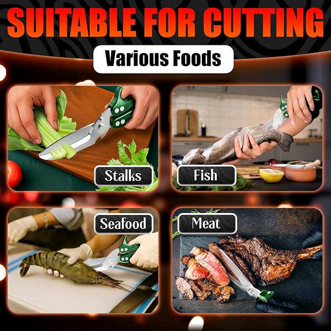 Heavy Duty Poultry Shears – Kitchen Shears Dishwasher Safe, Spring-Loaded - Image 8