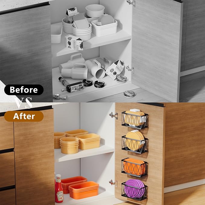 4 Pack Cabinet Door Organizer, Adhesive Inside Cabinet Door Storage - Image 2