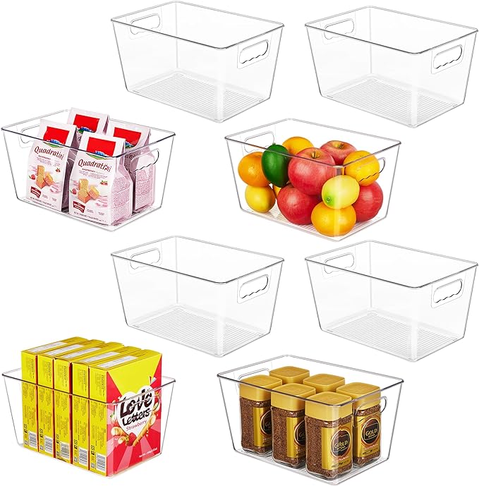 YIHONG 8 Pack Clear Pantry Organizer Bins, Plastic Storage Containers by YIHONG
