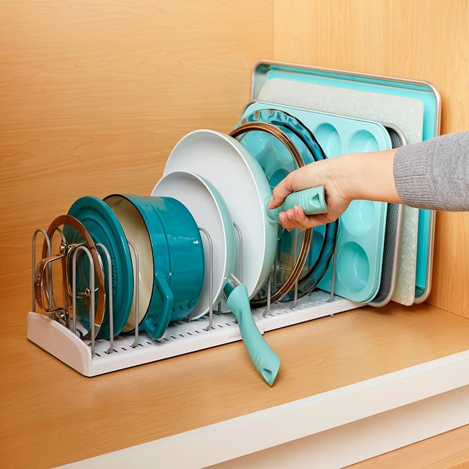 YouCopia StoreMore Expandable Pan and Lid Rack, 12.5"-22" Wide Adjustable Pan - Image 5