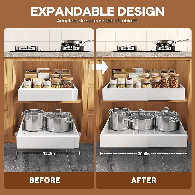 Seinloes 2 Pack Expandable Pull Out Cabinet Organizer 16.5"Deep - Image 3