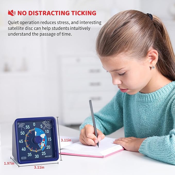 Secura 60-Minute Visual Timer for Kids, Time Clocks, Countdown Timer for Office - Image 5