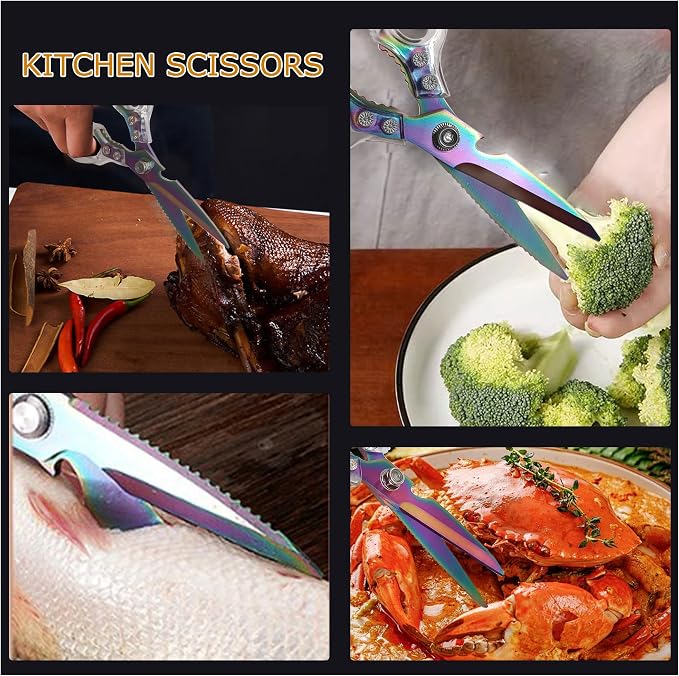 AWinjoy Kitchen Scissors, Heavy Duty Sharp Kitchen Shears, Stainless Steel & - Image 4