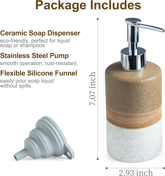 Ceramic Soap Dispenser Set for Hand Soap, Dish Soap, Conditioner, Includes - Image 5