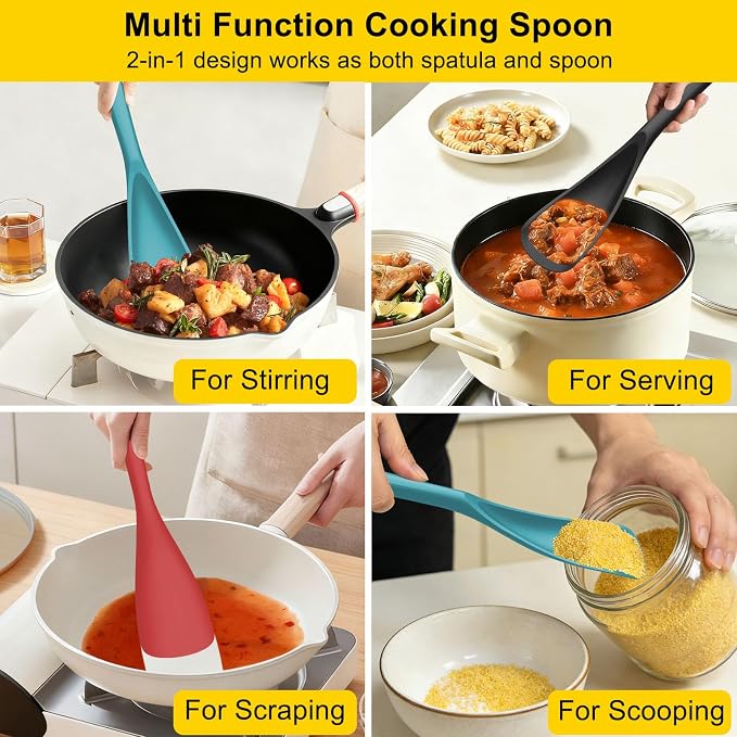 Beijiyi 3 Pack Silicone Spatula Spoon, 12.6 In, BPA-Free Seamless Design - Image 6