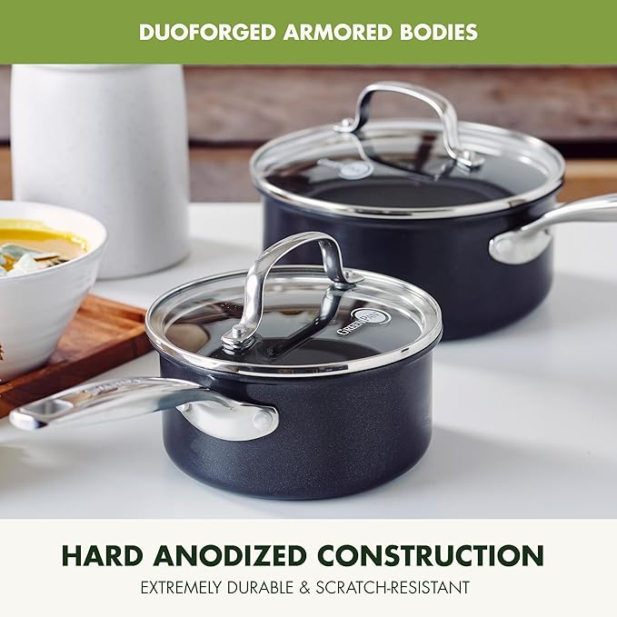 GreenPan Prime Chatham 1QT & 2QT Saucepan Pot Set - Image 5