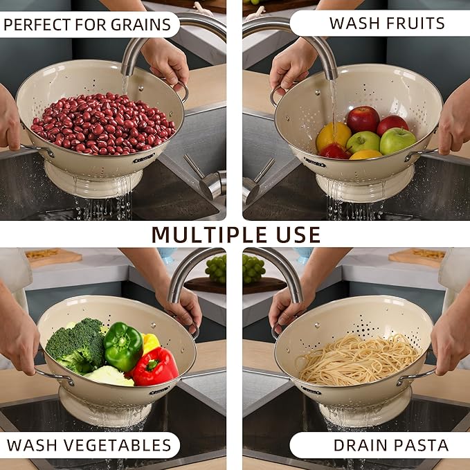 Metal Colander 2 Pack, Strainer Bowel - Image 6