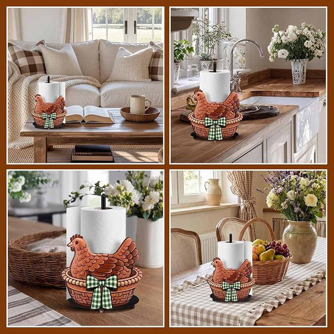 Hen Paper Towel Holder Black Metal Paper Towel Holder Large Decorative Tissue - Image 7
