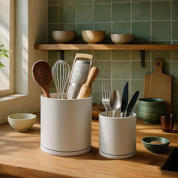 D'vine Dev 360° Rotating Utensil Holder Set – 7.2"+5" Kitchen Utensil Crocks - Image 6