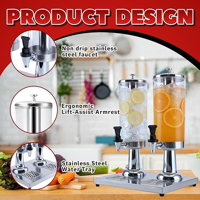 2-Gallon Drink Dispenser with Stainless Steel Drip Tray - Image 5