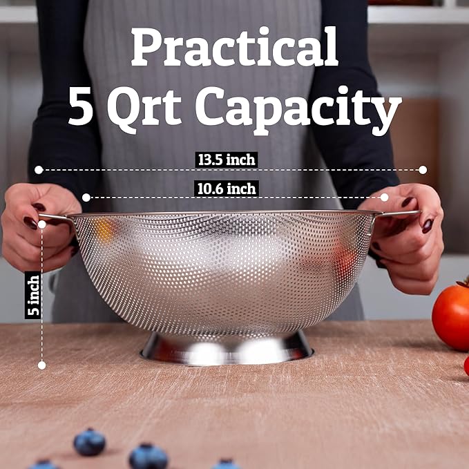 PriorityChef Premium 5Qrt Stainless Steel Colander - Image 4