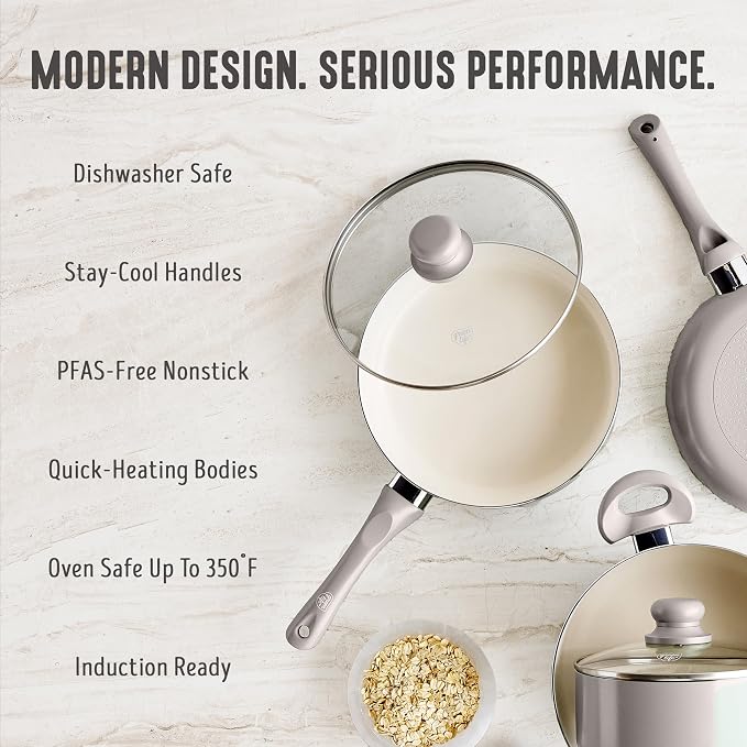 GreenLife 16-Piece Nonstick Cookware Set, Non-Toxic Ceramic Pots and Pans Set - Image 7