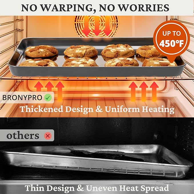 BRONYPRO Stainless Steel Baking Sheet Pan Set of 3, Cookie Sheets 9/12/16 In - Image 5