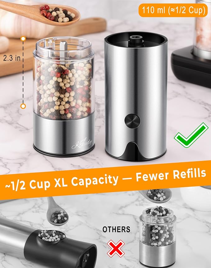 Rechargeable Electric Salt and Pepper Grinder Set - Image 2