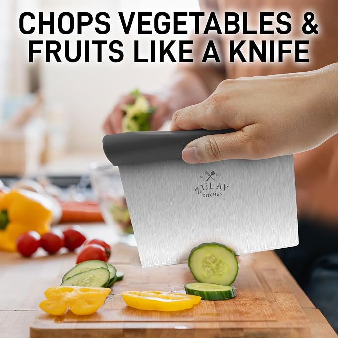 Zulay Premium Multi-purpose Stainless Steel Bench Scraper & Chopper, Quick & - Image 4