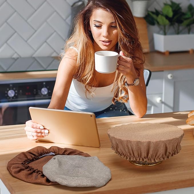 Patelai 10 Pcs Bowl Covers Reusable in 5 Size Stretch Cloth Fabric Elastic Food - Image 5