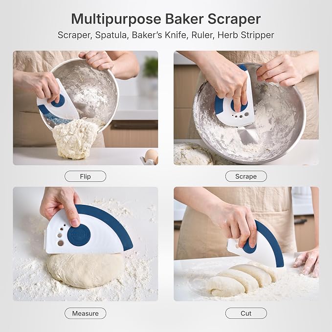 5-in-1 Dough Scraper & Flexible Bowl Scraper by Nextrend, Bread Scraper - Image 2