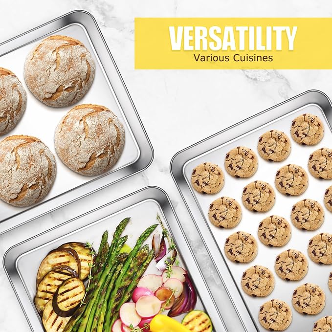 Terlulu Baking Sheet, Cookie Sheet, Stainless Steel Baking Pan, 2 Piece-17.3''x - Image 6