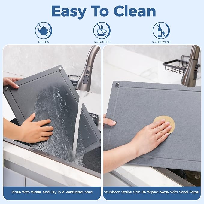 Zinovo 5pcs Stone Dish Drying Mats - Image 7