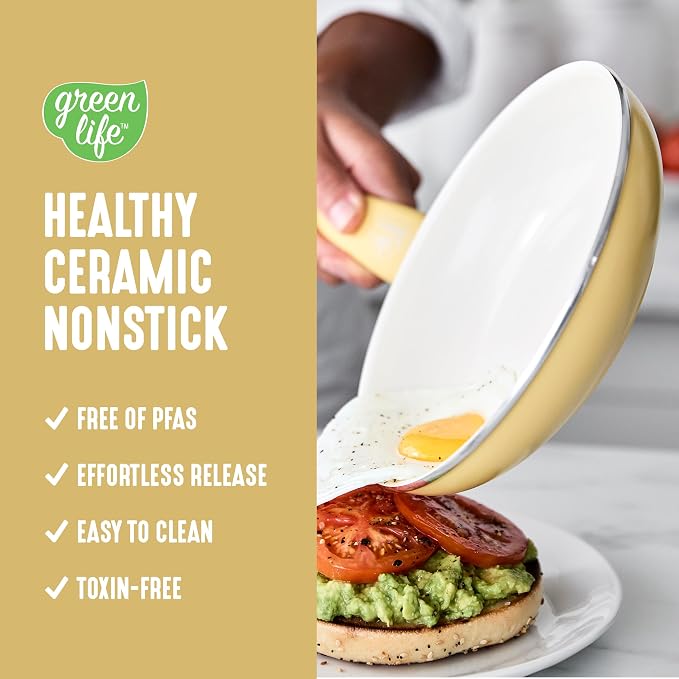 GreenLife 16 Piece Nonstick Cookware Set, Soft Grip Non-Toxic PFAS-Free Ceramic - Image 2