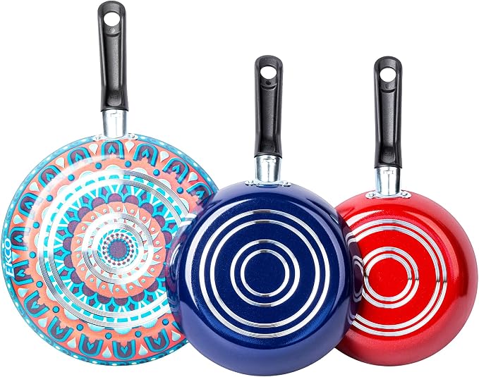 Ekco 3-Piece Frying Pan Set For all Stovetops, Dishwasher Safe - Image 2