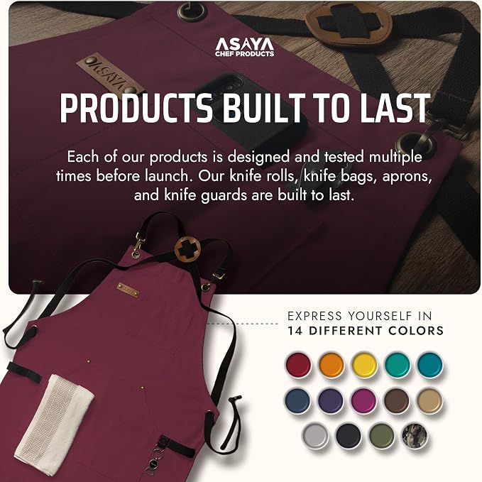 Asaya Chef and BBQ Apron with Bottle Opener and Hand Towel - 10oz Cotton Canvas - Image 6