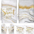 Bencailor 6 Pcs Marble Kitchen Decor Gold Pot Holders Oven Mitts 2 Dish Towels by Bencailor