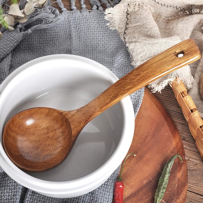 FJNATINH Wooden Ladle with Long Handle, Handmade Soup Ladle - Image 4