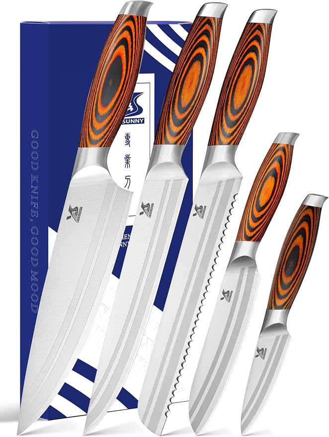 MSY BIGSUNNY 5pcs Knife Set Kitchen Utensils Knife, German Stainless Steel by MSYBIGSUNNY