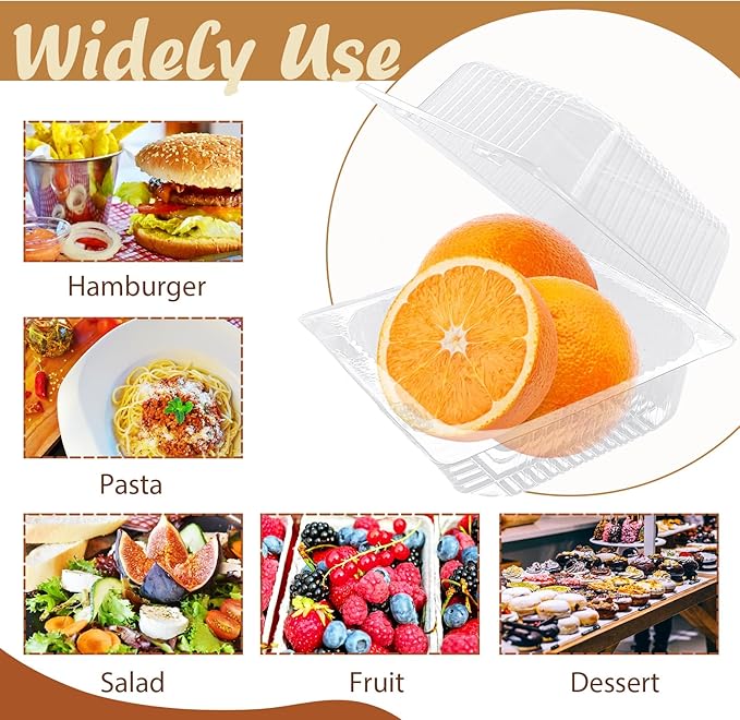 Jizvxe 300 Pcs Clear Plastic Take out Containers, Square Hinged Takeout Tray - Image 5