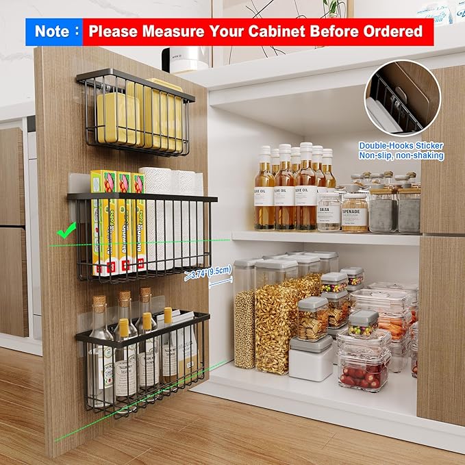 MUSTORN 3 Pack Adhesive Cabinet Door Organizer, Lid Organizers Inside Cabinet - Image 2
