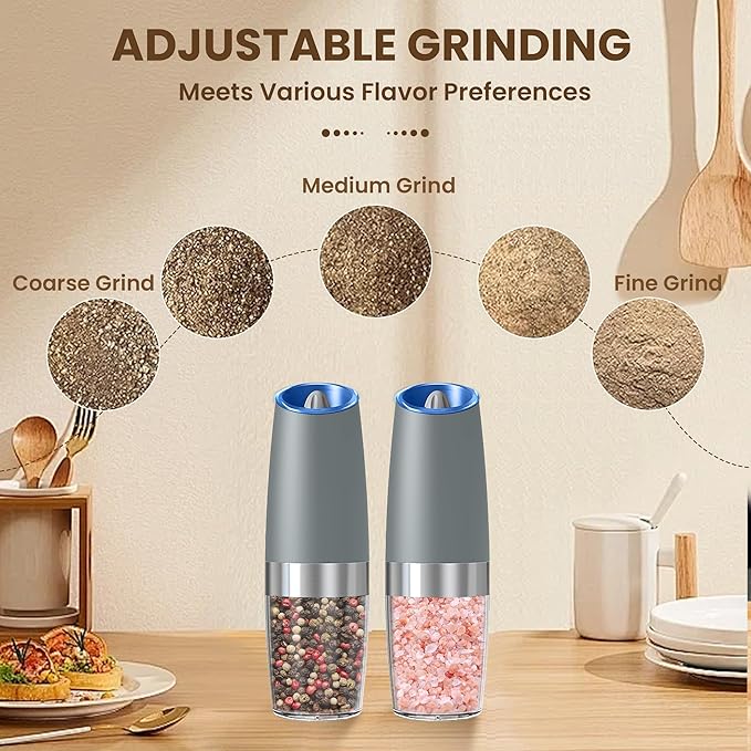 Gravity Electric Salt And Pepper Grinder Set, Automatic Salt And Pepper Grinder - Image 3