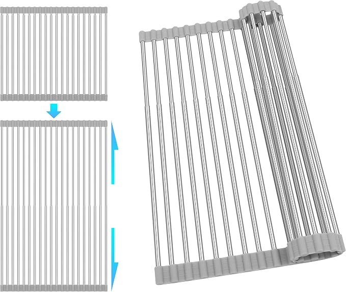 Roll Up Dish Drying Rack, Adjustable Over Sink Dish Drying Rack by romise