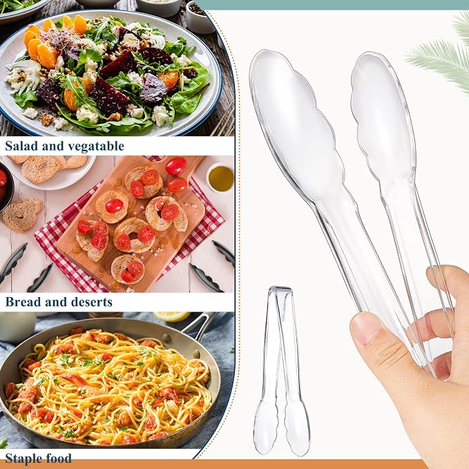 Tessco for you 50 Pcs Plastic Tongs for Serving Bulk, 9 Inch Plastic Disposable - Image 4
