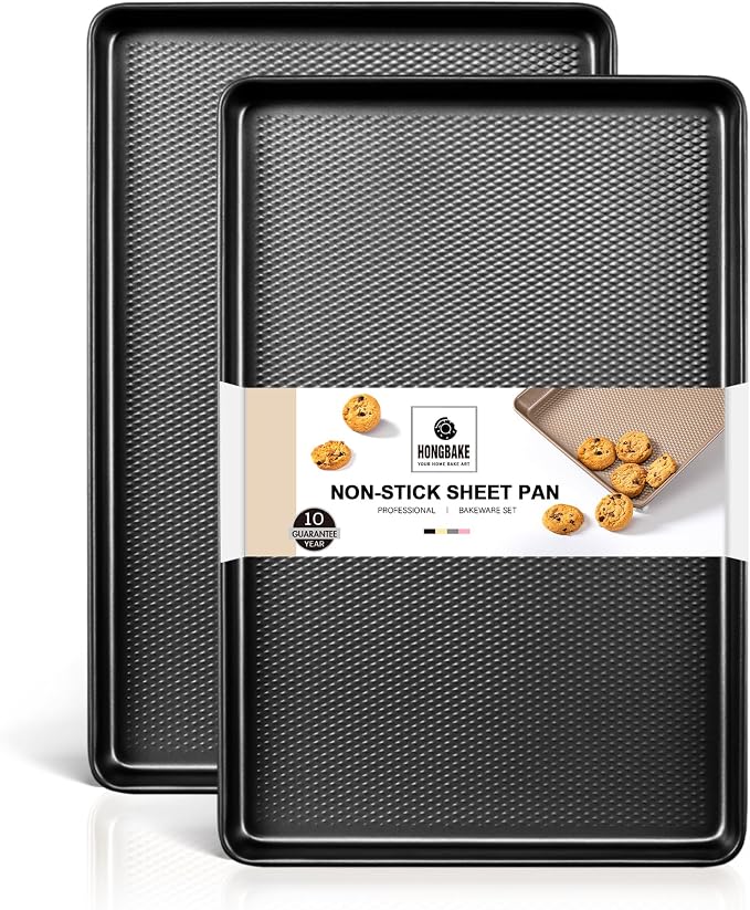 HONGBAKE 2 Pack Half Sheet Pan Set, 1/2 Cookie Sheets by HONGBAKE